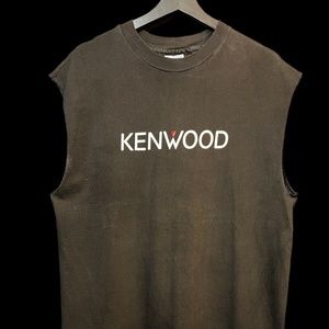 Vintage 90s Kenwood Car Audio Radio Promo T-Shirt Chopped Sun-Faded Punk Skate